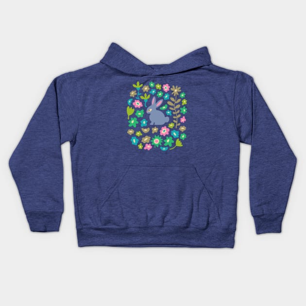 BUNNY RABBIT Cute Baby Animal with Flowers in Pastel Lavender Purple - Kids Easter Spring and 2023 Year of the Rabbit - UnBlink Studio by Jackie Tahara Kids Hoodie by UnBlink Studio by Jackie Tahara